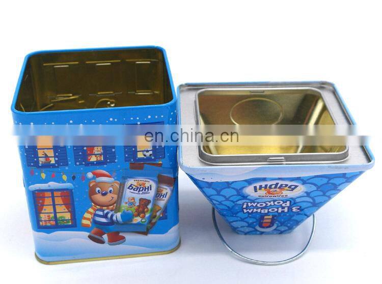 Christmas house shape metal food storage gift containers box
