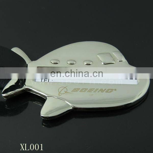 metal air plane shape travel card/ metal luggage accessory tag card
