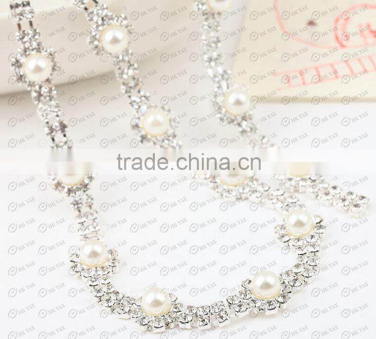 X0701 Pearl rhinestone trimming ,pearl and rhinestone trimmings, very nice crystal Pearl trimming