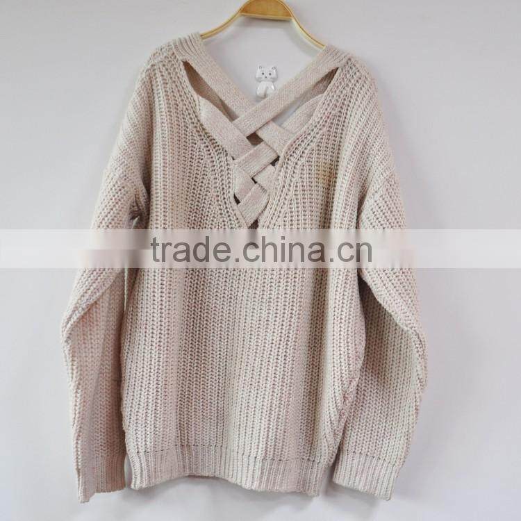 New Design Long Sweaters Crochet Vintage Pullover Loose Jumper Lady Sweater
