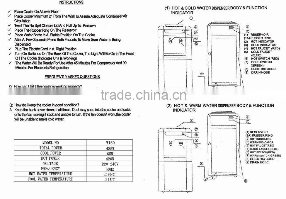 WATER DISPENSER(CE/CB/SASO/ROHS)/hot and cold water dispenser