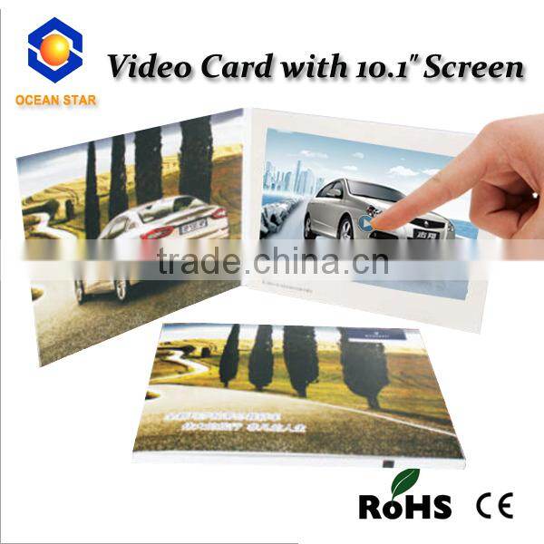 Popular design 10.1inch video greeting cards lcd video business cards video brochure card for invitation