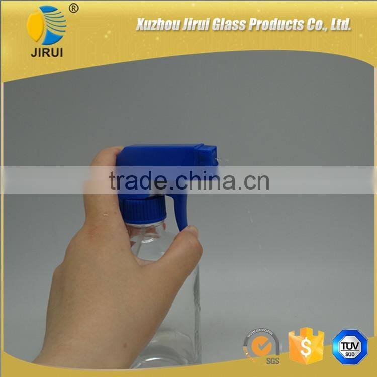 500ml clear boston round glass bottle with trigger pump