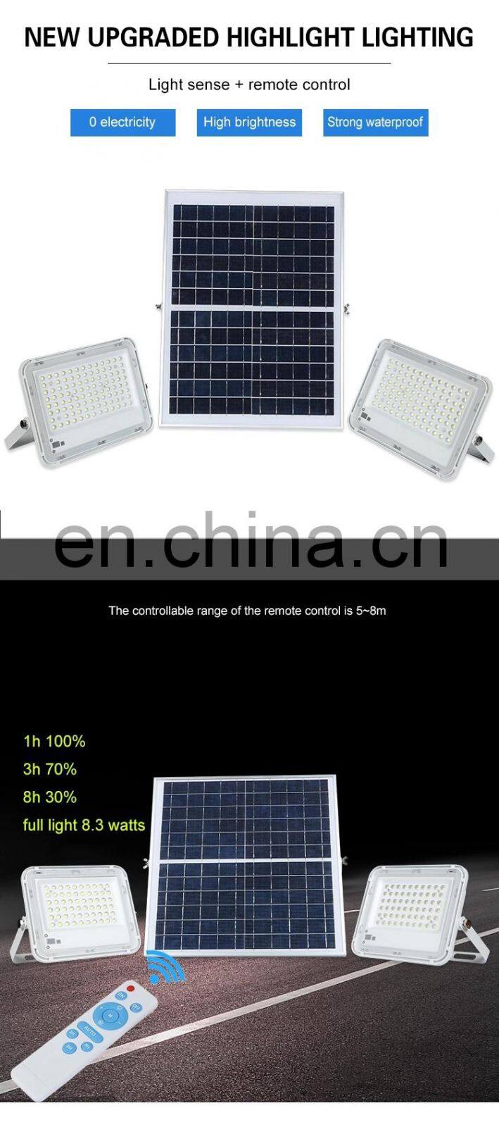 Morden Outdoor Garden Waterproof LED 60w 100w 120w 150w Solar Floodlight 200w