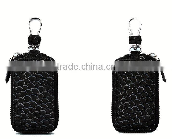 2016 Luxury colorful carp fish skin leather car key purse key holder for women key case smart key chain