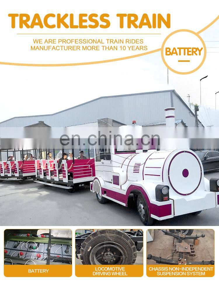 Kids and adult park amusement rides electric tourist road trackless train for sale