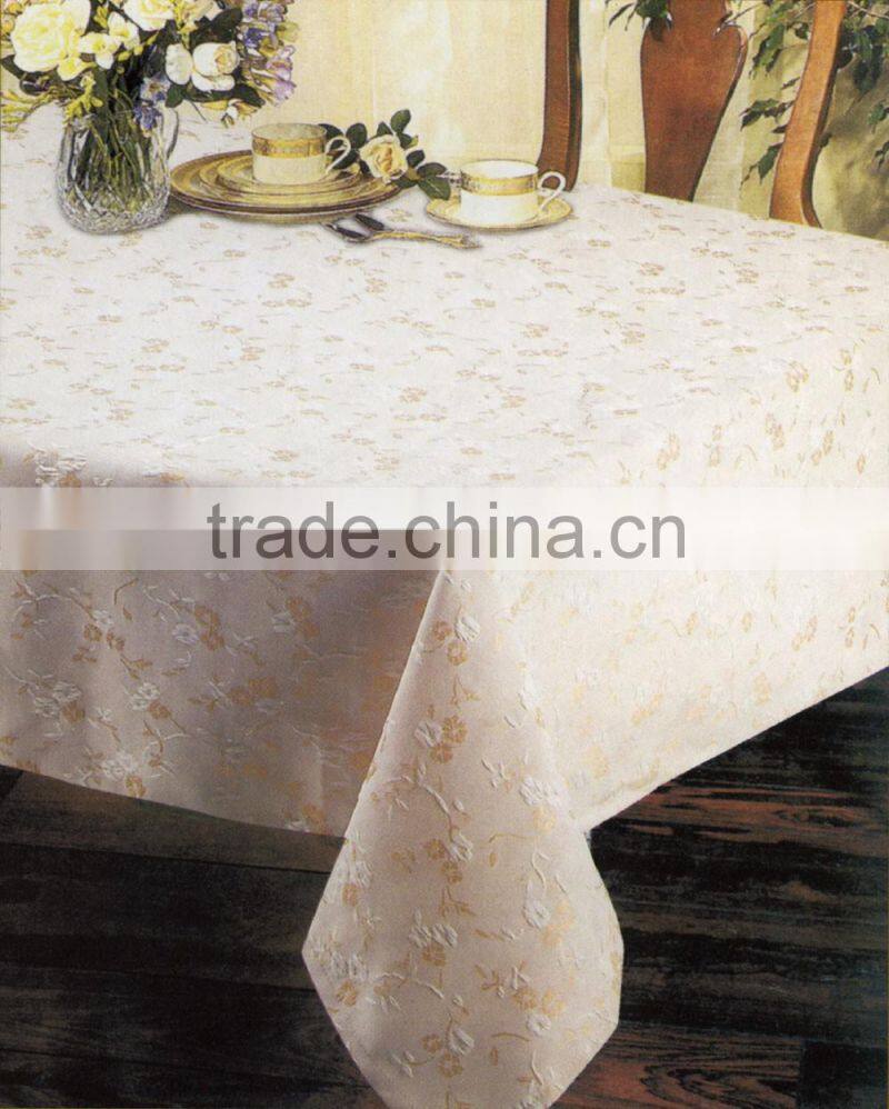 White Solid Polyester Custom Embroidery Table Cloth