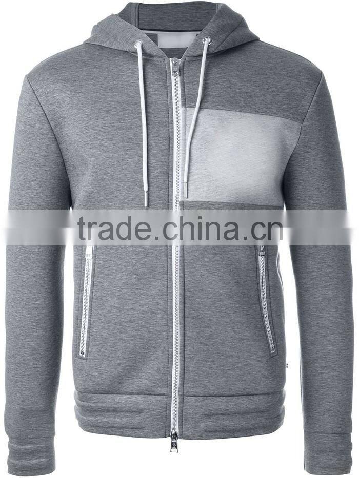 New fashion high quality custom made hoodie grey zip up hoodie