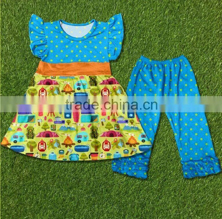 bib long sleeve flowers printing clothes and stripe icing ruffle pants wholesale clothing market