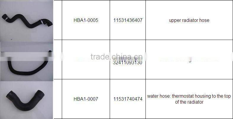 automotive radiator rubber hoses (OEM NO. 17127510952 ,11531436406, 11534460438,etc)