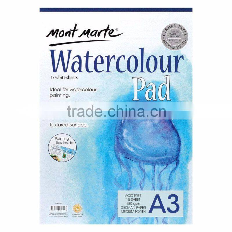 Mont Marte Watercolour Pad German Paper A3 180gsm 15 sheet