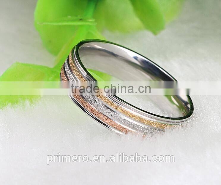 5MM Width Matte 3 Color Ring For Women Girls Gift With Korean Style Fashion Gold Designs Jewelry
