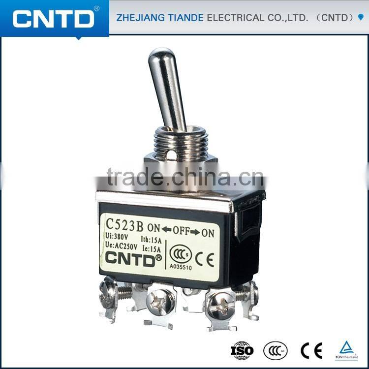 China CNTD DPDT ON-OFF-ON 8Pin Spring Return Toggle Switch 220V (C5R23B)