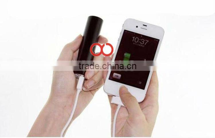 2200mah portable lipstick/cylinder shape power bank for iphone 5, Samsung, mobile phone