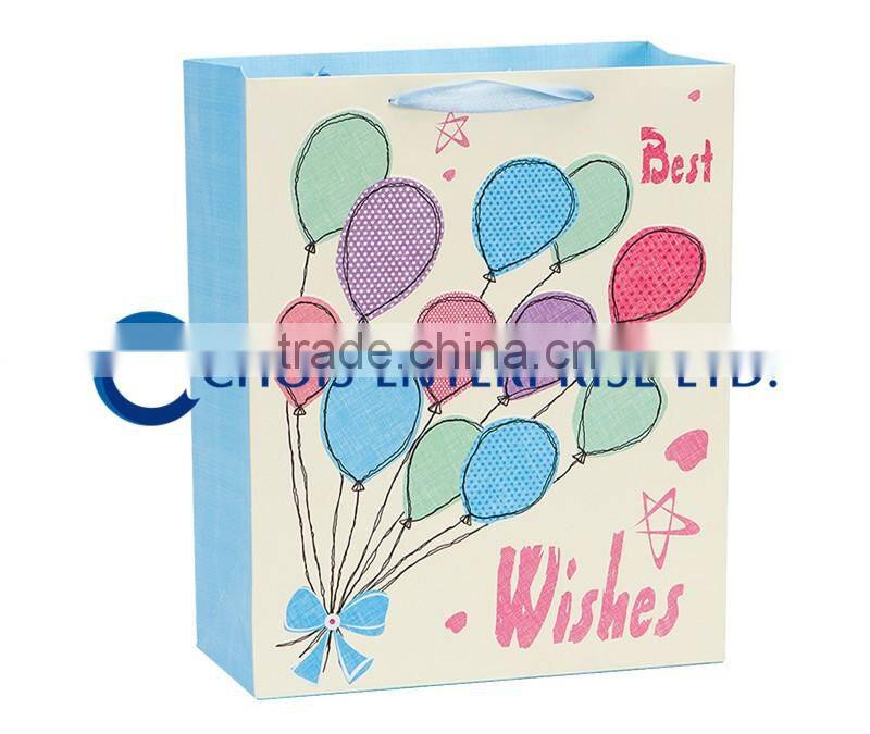 Popular Attractive Art Paper Bag with Ribbon Handle For Children Gift, Candy Present