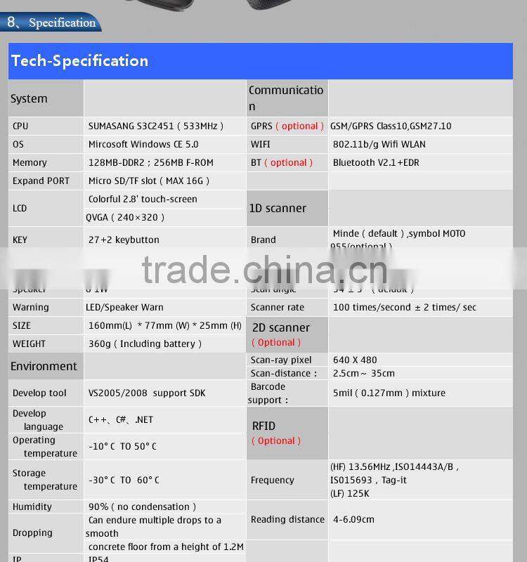 OEM Unique Black Rugged Tablet WinCE Mobile Barcode Scanner