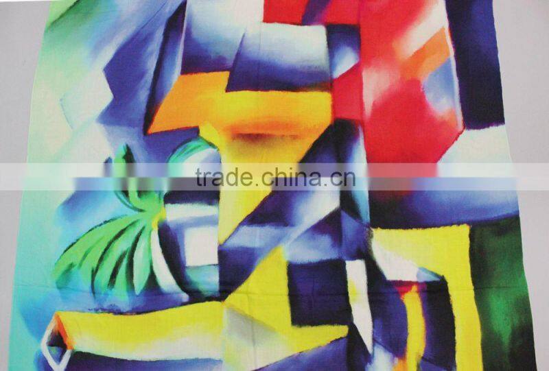 100% wool digital printing scarf 140*200+0.5*2