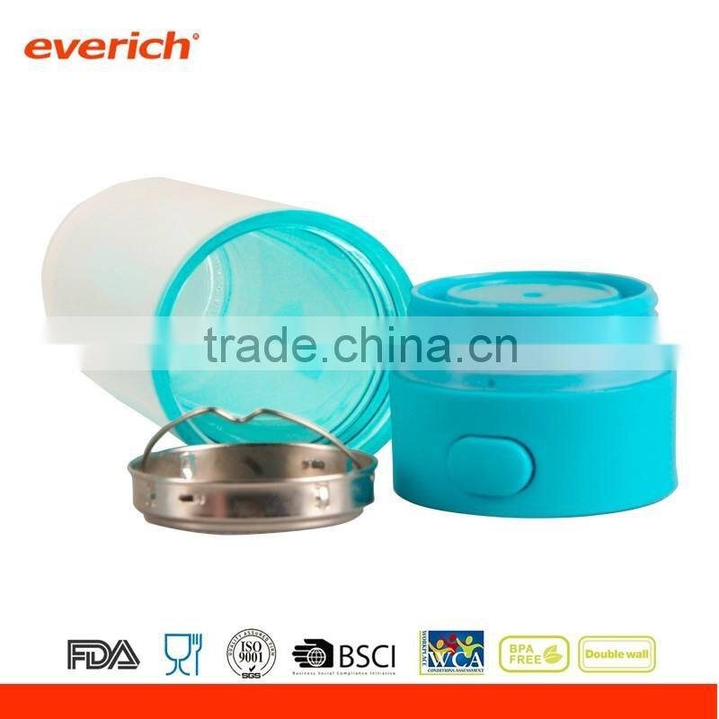 Everich Double wall tritan bottle with ss infuser and press lid