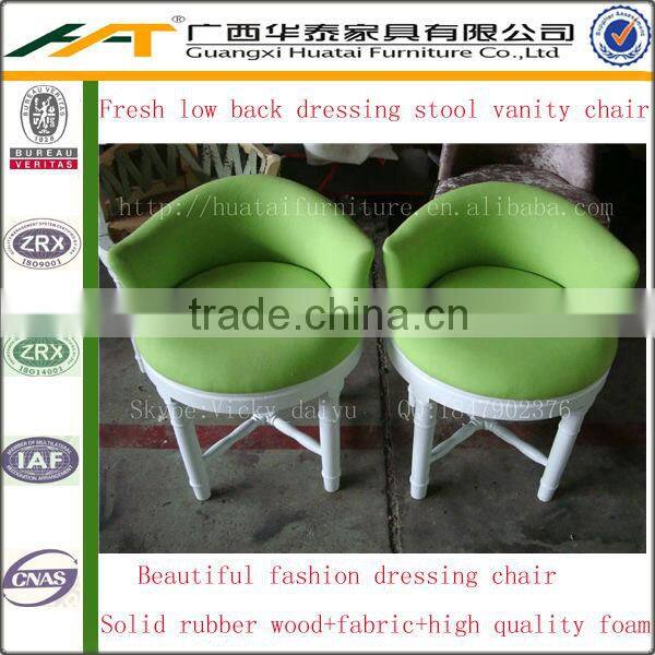 Green low back wooden dressing stool vanity chair fabric dressing chair furniture