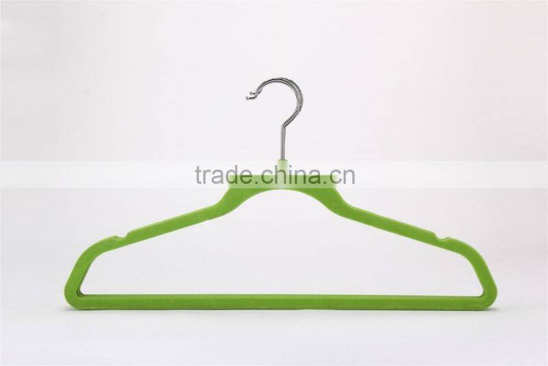 Standby Indoors Use Flocked Coat Hanger with a Notch