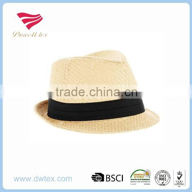 Promtional Gifts Wholesale Beige Color Straw Cheap Trilby Hats