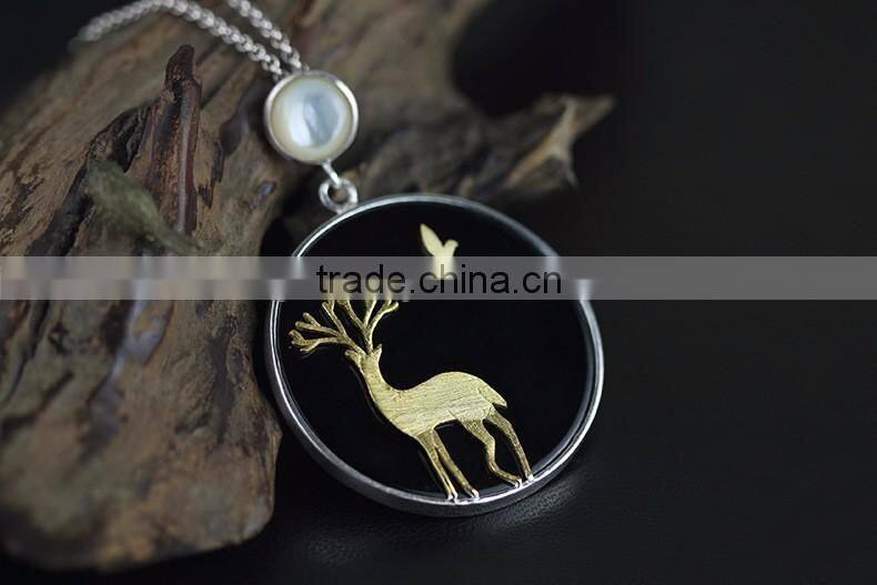 2016 Exquisite Reindeer and Bird 925 Sterling Silver Pendant for Women Fashion Necklace Jewelry