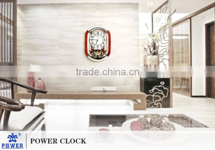 Plastic Case Pendulum Clocks With Tulip And Crystal Butterfly Ornaments Using 18 Music Sweep Quartz Mechanisms For Clocks
