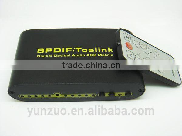 New arrival Optical Spdif / Toslink Digital Audio 4x2 True Matrix + Remote Control