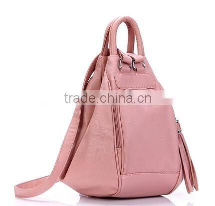 Fashion design Shoulder bag lady leather backpack multifunction pink handbag