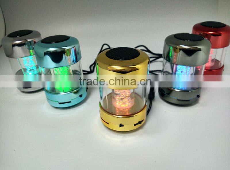 colorful Led light wireless mini 5V speaker,support USB flash drive,TF card,FM,line-in