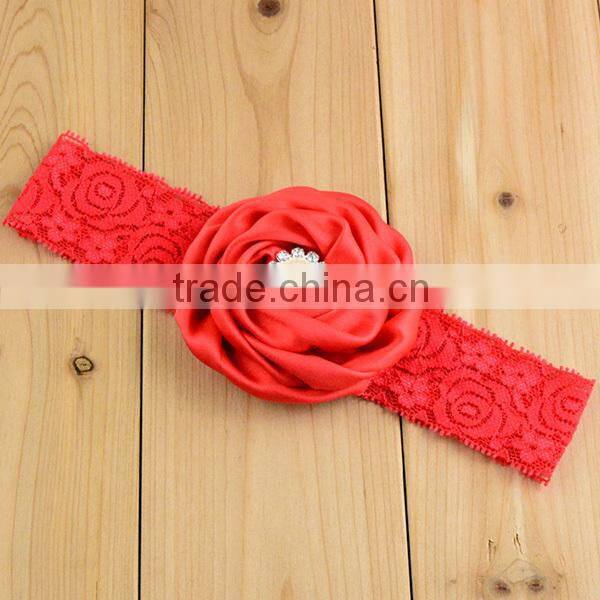 fashion elastic girls pearl flower knitted head bands