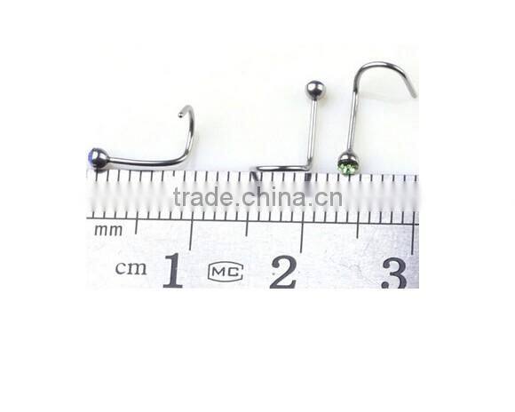 Nose Retainer Rings Studs hide piercing Bio Flexible Clear Screw On Gems