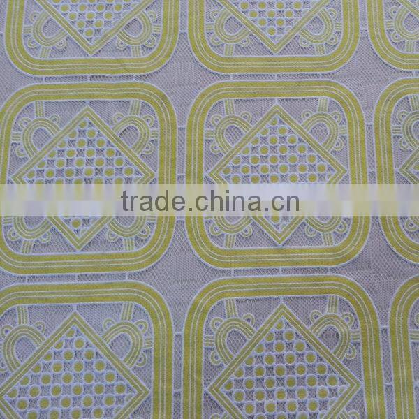 YH006# 2015 China supplier cotton polyester burning flower lace fabric for fashion dresses