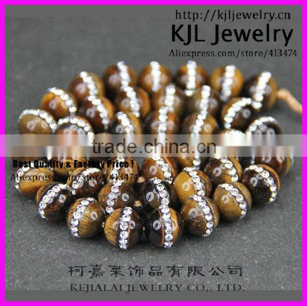 GZKJL-CT0244 Natural Semi gem Beads, Tiger eye rhinestone ball beads