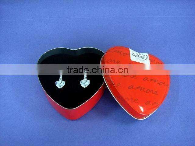 heart shape tin box for earings