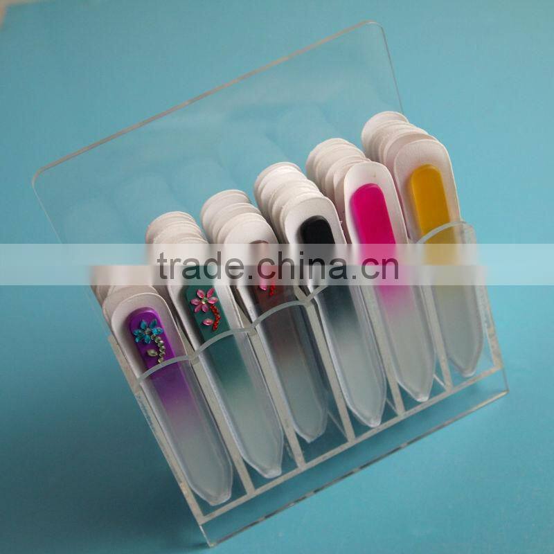 BLC-020 140mm With diamond on handle point tip glass nail files with rhinestones