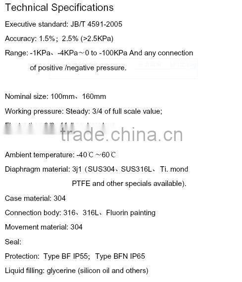 High quality diaphragm type pressure gauge