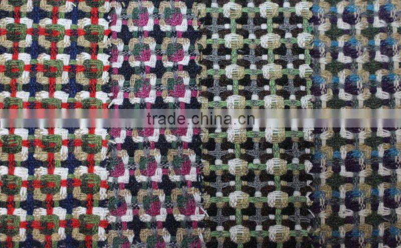 Fall winter yarn dyed knit plaid blend acryilic polyester wool fabric wholesale