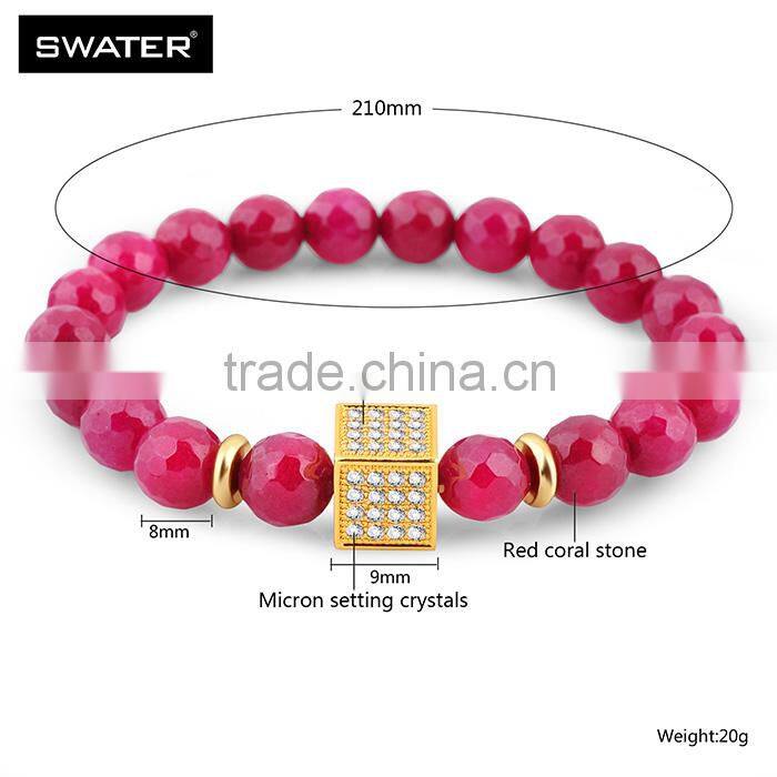Alibaba Express Jewelry Coral Pink Stone Bracelet