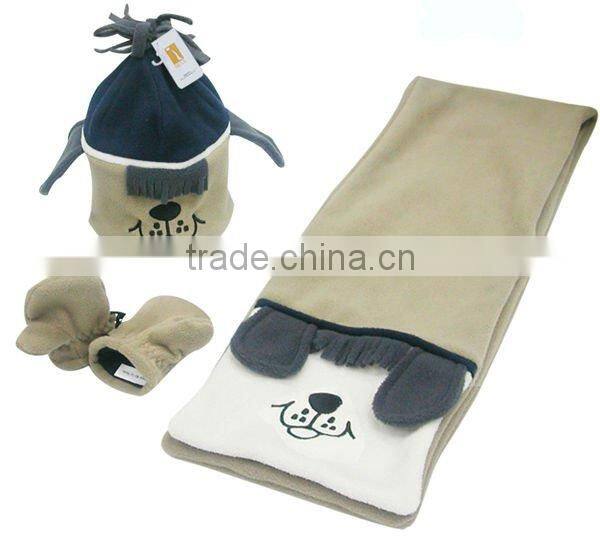 polar fleece hat scarf gloves set
