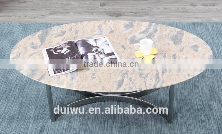 Foshan Living room stainless steel base classic coffee table with white marble