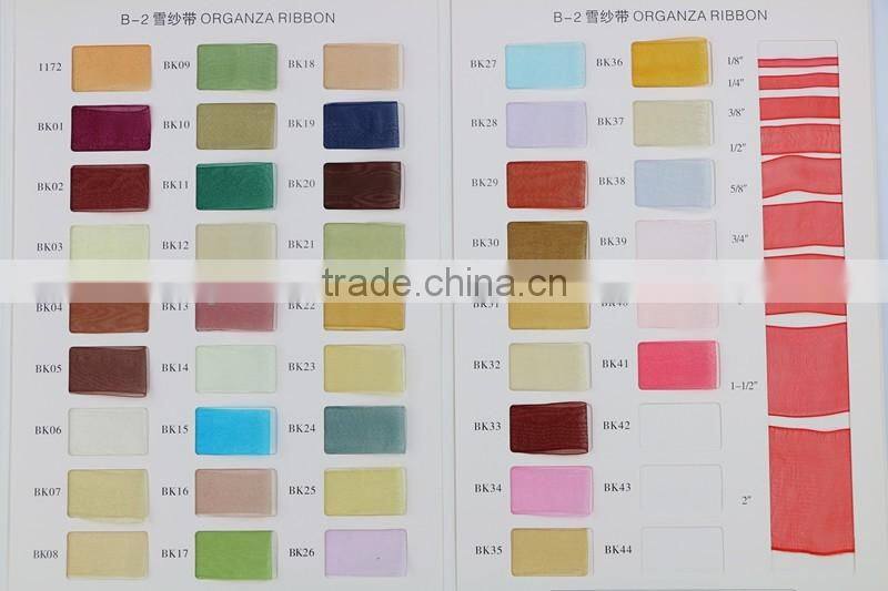 Eco Friendly China Fashion Colorful sheer organza ribbon wholesales