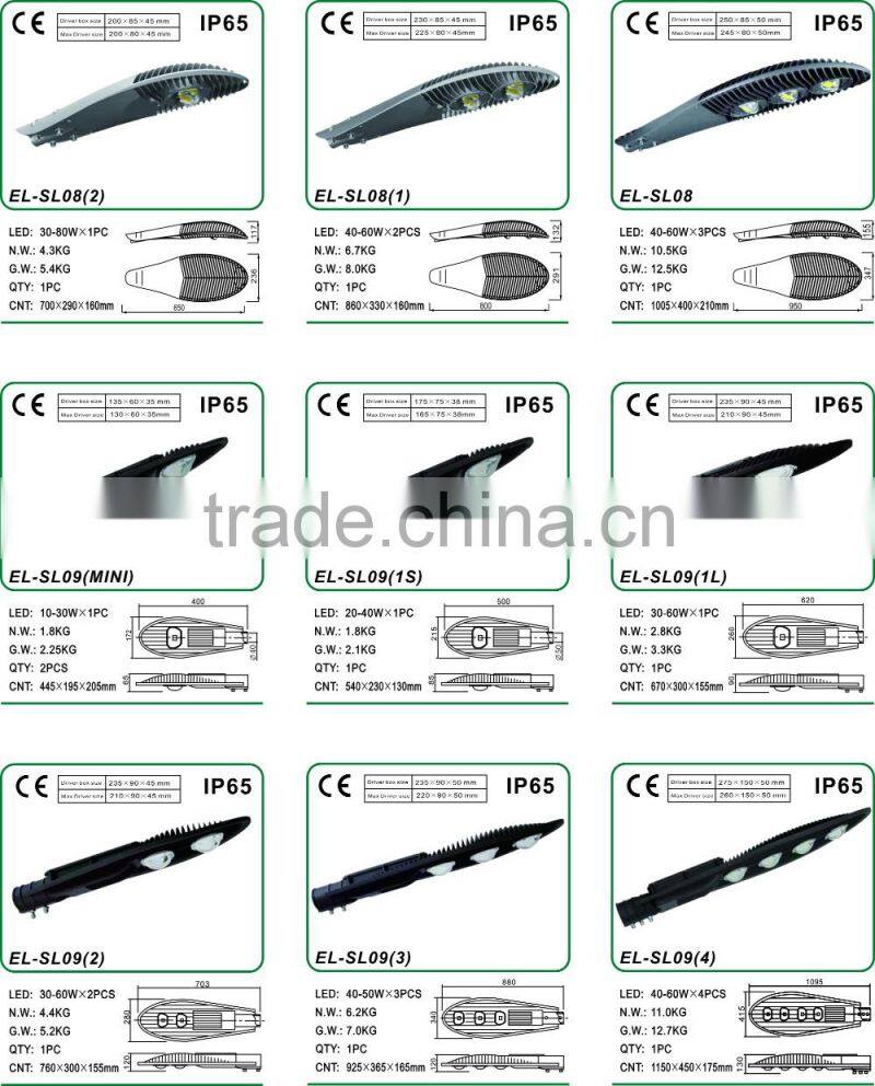 30W-80W Everlite high power COB LED Roadway/Street light Housing