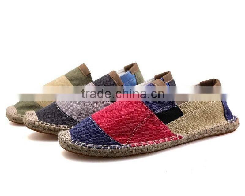 Men casual shoes 2016 espadrilles cheap wide stripe stitched sole shoes flat shoes