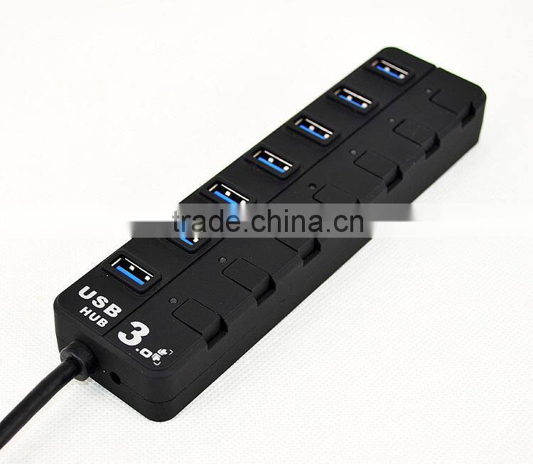 Ultra Hi-Speed 7 port usb 3.0 hub from usb por hub suppliers with individual switches and LED Lights for computer accessory