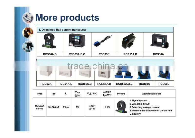 Hall effect DC AC pulse current transducers / sensors RCB45B series, 5V single power supply work