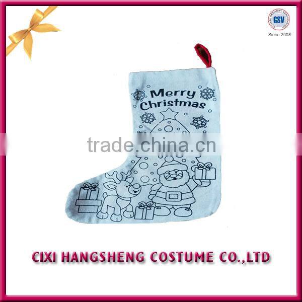 white fabric santa stocking