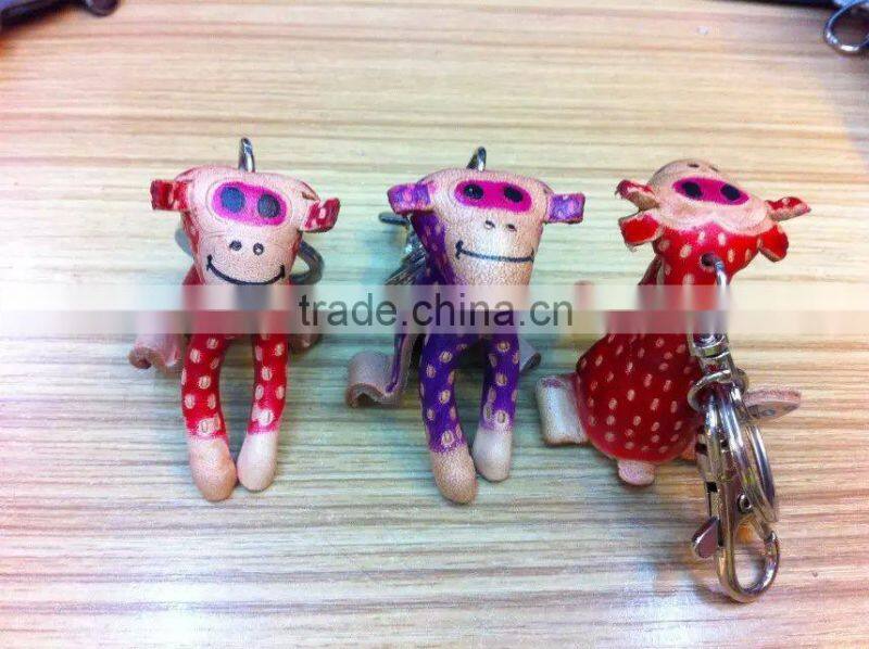 Wholesale promotion personal Handmade Soft leather animal key chain