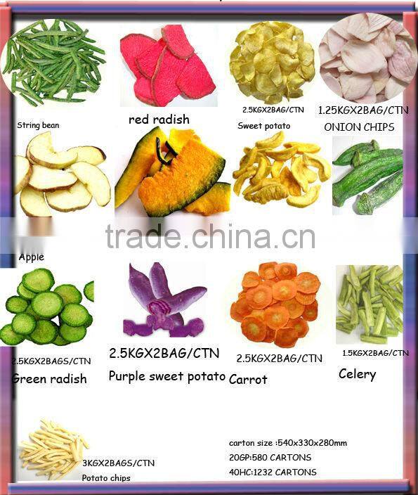 Low Temperture Vacuum Fried Vegetable and Fruits Snacks(veggie chips )