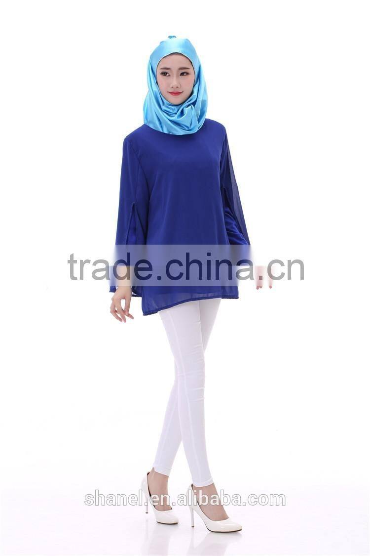 2016 latest design chiffon muslim women tops islamic tops blouse